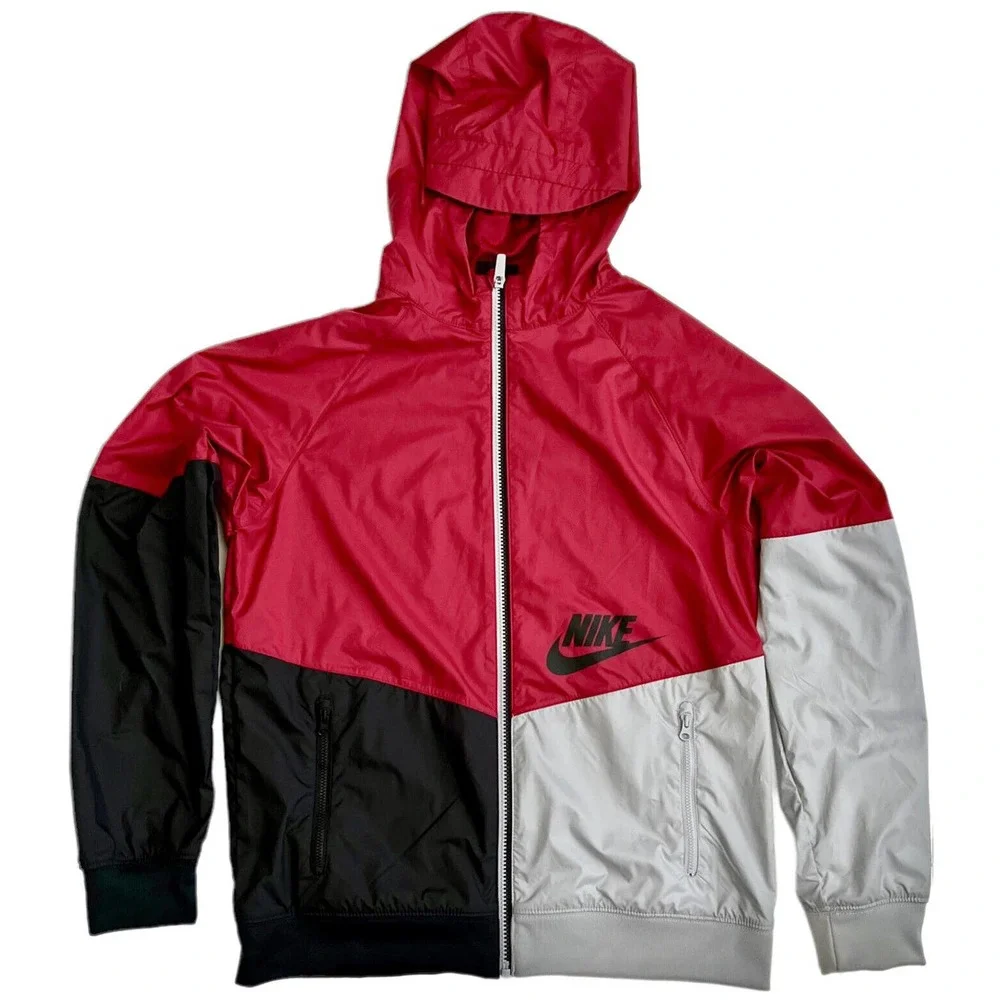 Nike Jacket Big‎ Kids Size XL Sportswear Windrunner Red Black Hoodie 850443-659